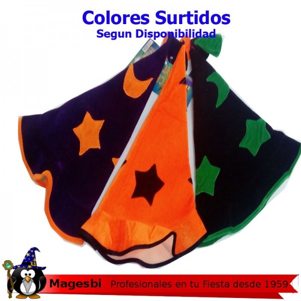 Sombrero Mago Estrellas Negro Morado o Naranja