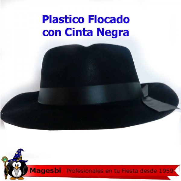 Sombrero Gangster Negro Plastico