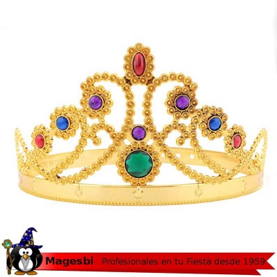 Corona Reina Dorada Piedras Colores