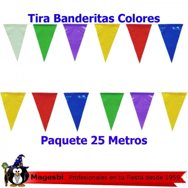 Banderas Triangulares Colores Surtidos 25m