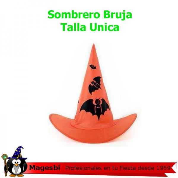 Sombrero Bruja naranja Murcielago